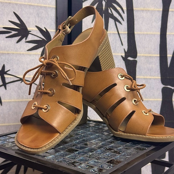 Bass Portia Block Heel Lace Up Sandals Size 7.5 - Picture 1 of 6